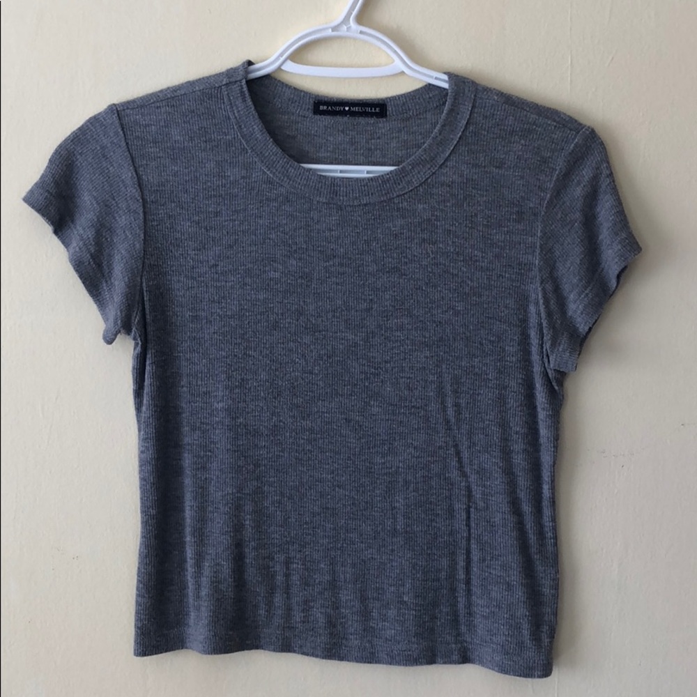 Brandy Melville gray rib knit tee